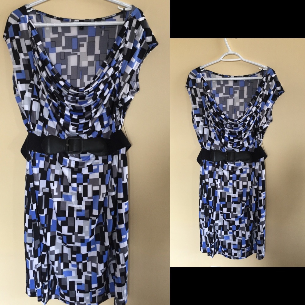 Plus size dress with elastic belt